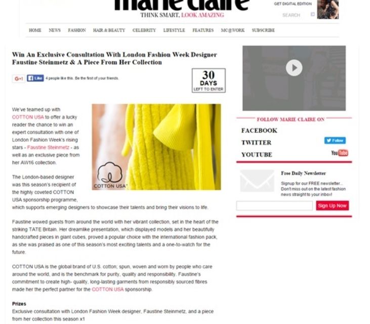 COTTON USA Sponsors Emerging Designer at London Fashion Week